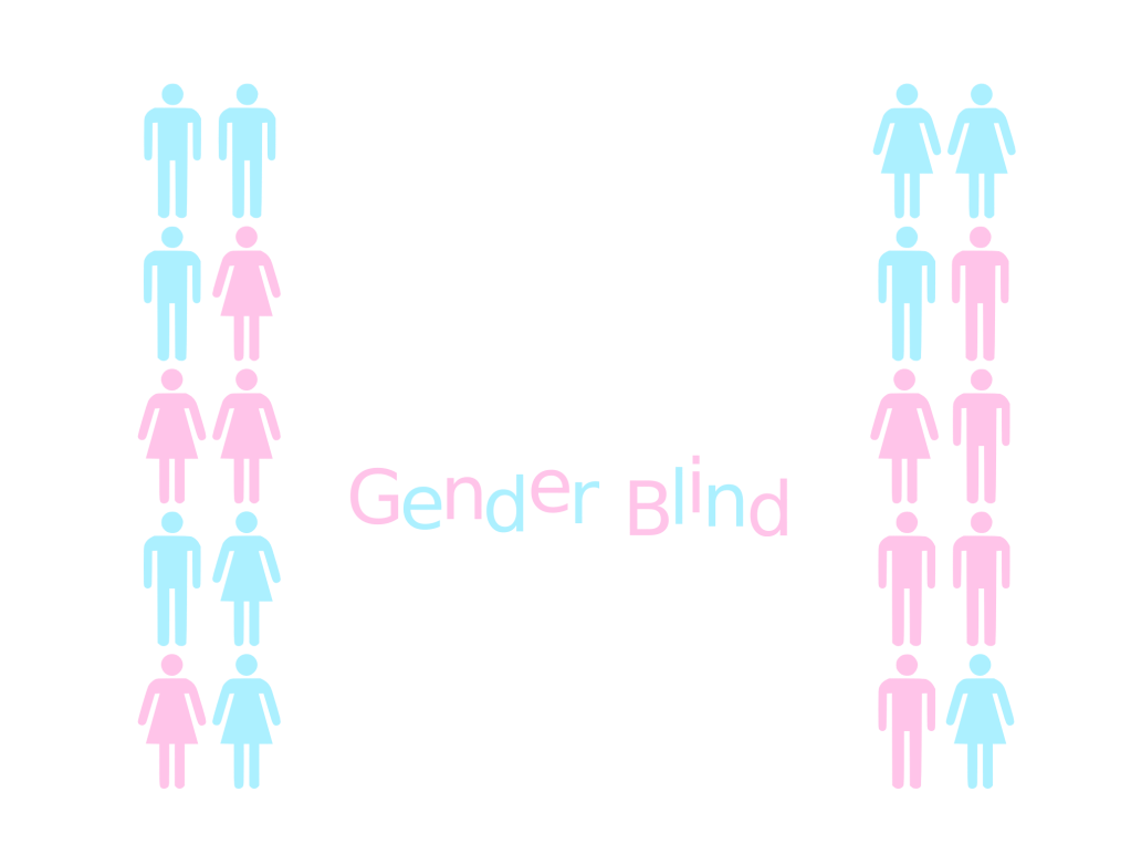 [Image] Figures for men and women in blue and pink. Some men are in pink, some women are in blue. Text in the middle reads "True Love is Gender-blind"
